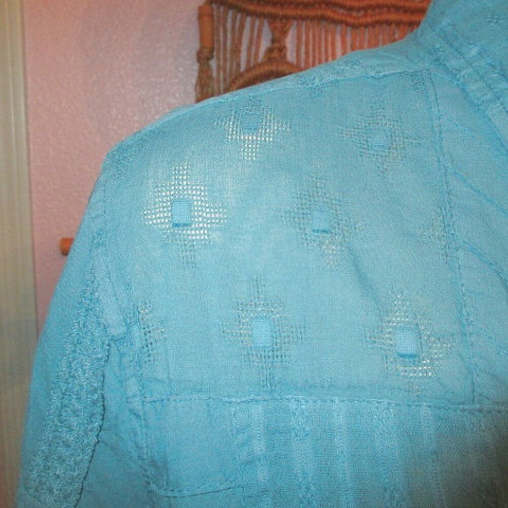 Dylan Patchwork Blouse Top Size L Embroidered Sto… - image 3